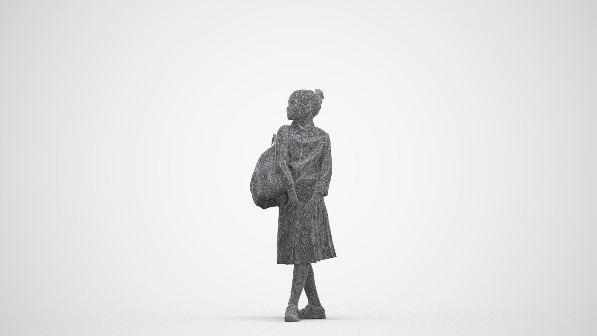 3D people model girl kids, scanned human for 3ds Max rendering, three-quarter front view render