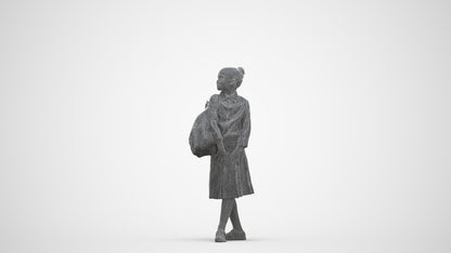 3D people model girl kids, scanned human for 3ds Max rendering, three-quarter front view render