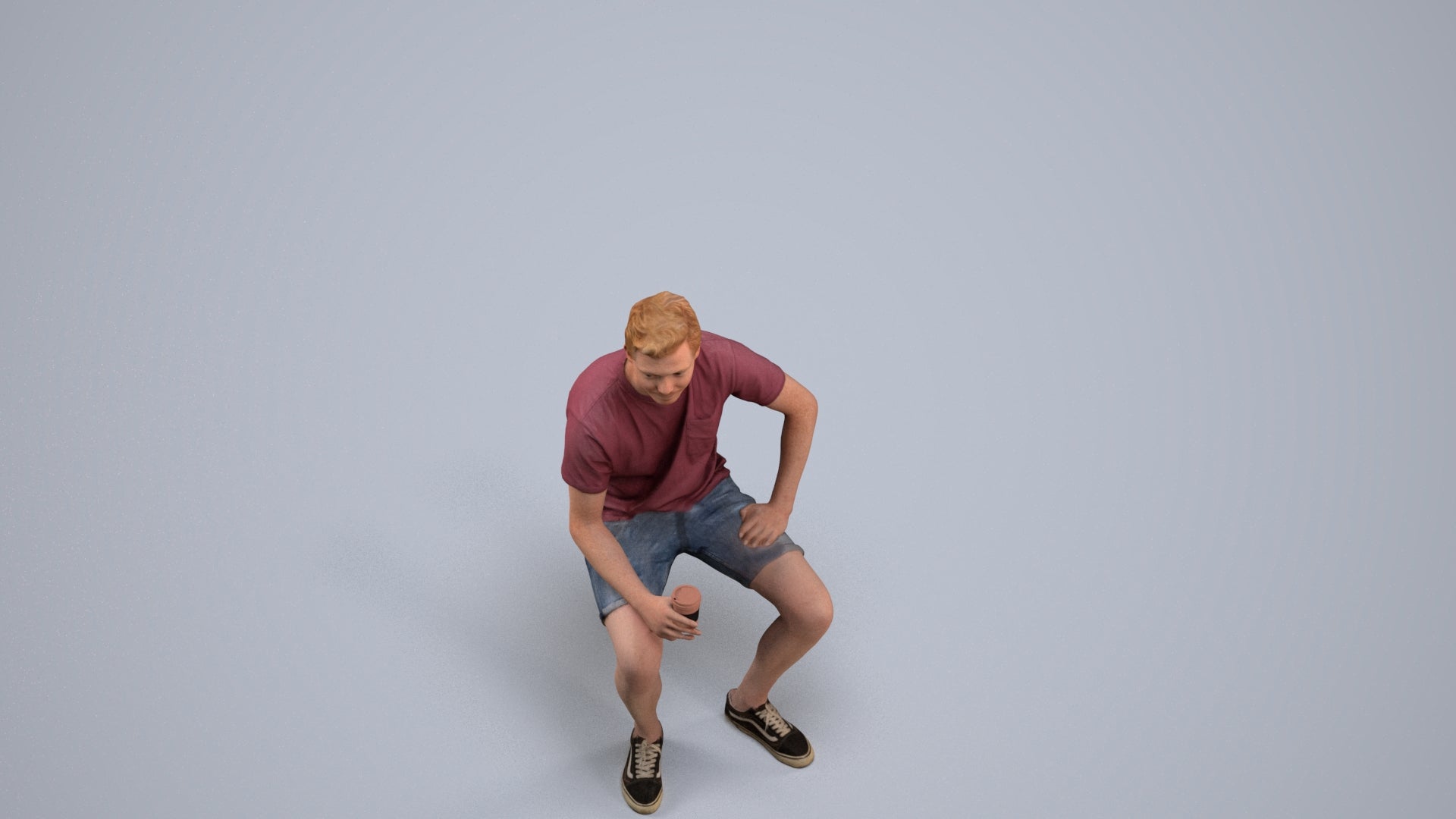 realistic 3D man casual sitting, scanned archviz people for Blender and 3ds Max, back view render
