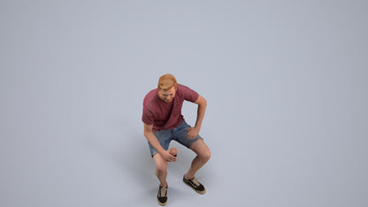 realistic 3D man casual sitting, scanned archviz people for Blender and 3ds Max, back view render