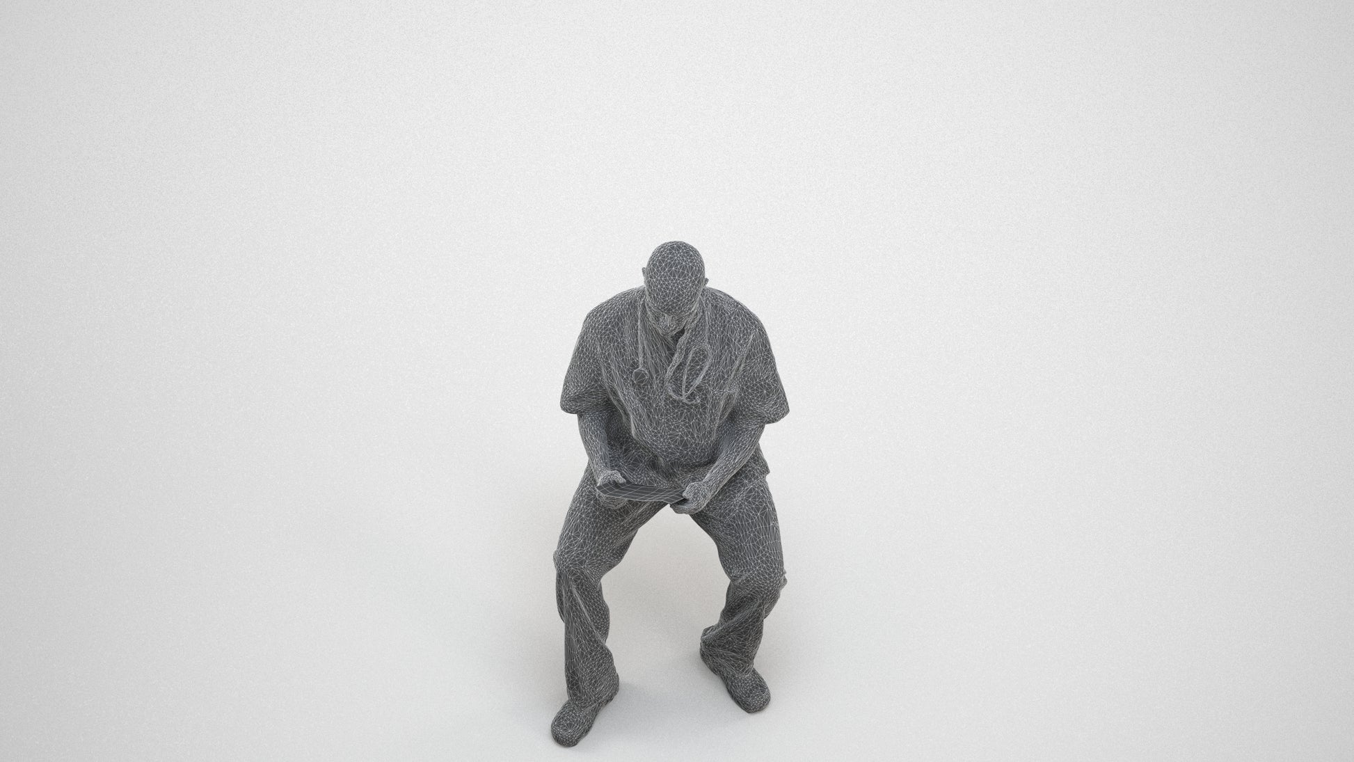 photogrammetry 3D man medical, realistic human model archviz FBX, wireframe three-quarter view