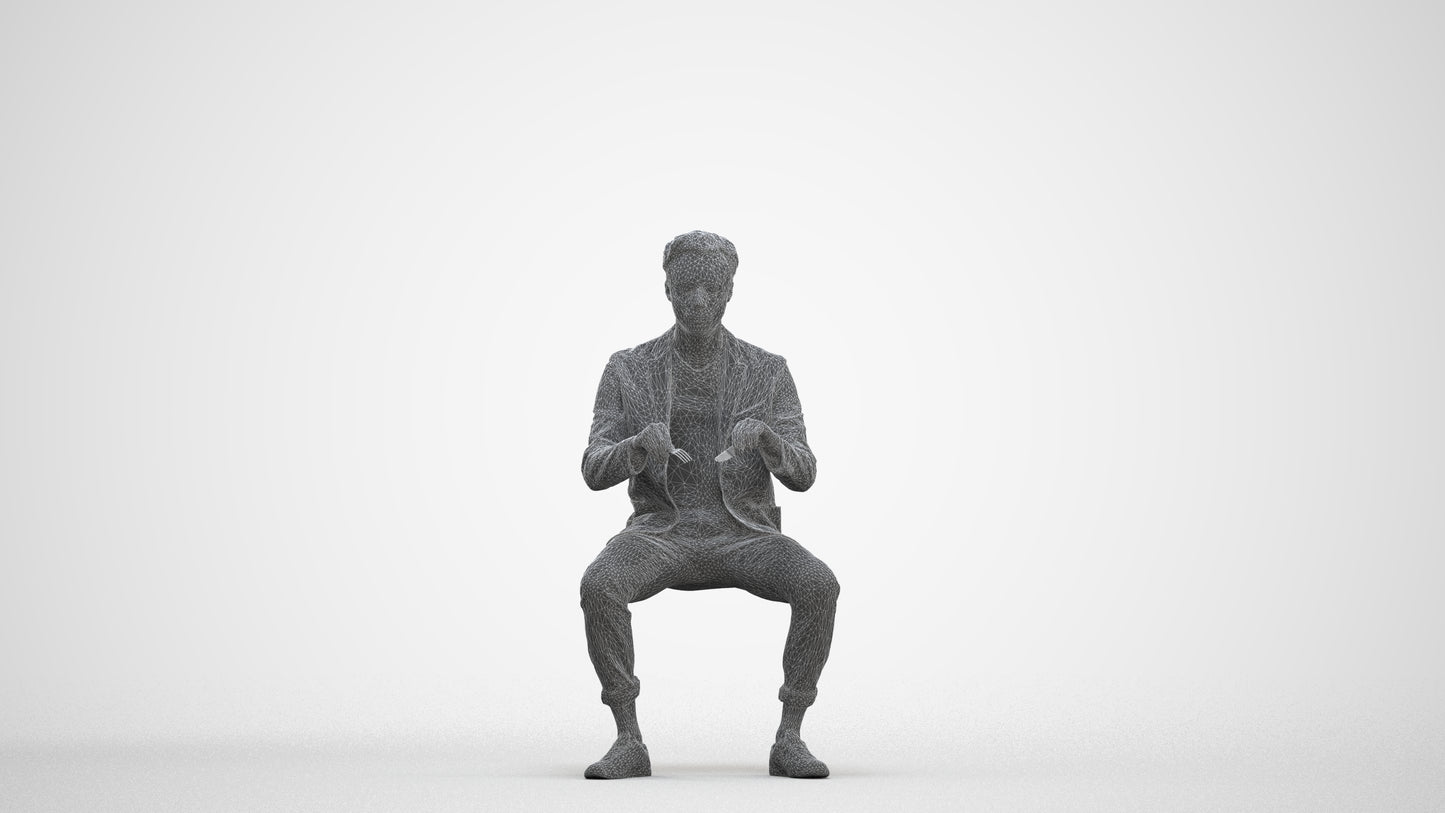 photogrammetry 3D man business, realistic human model archviz FBX, three-quarter front view render