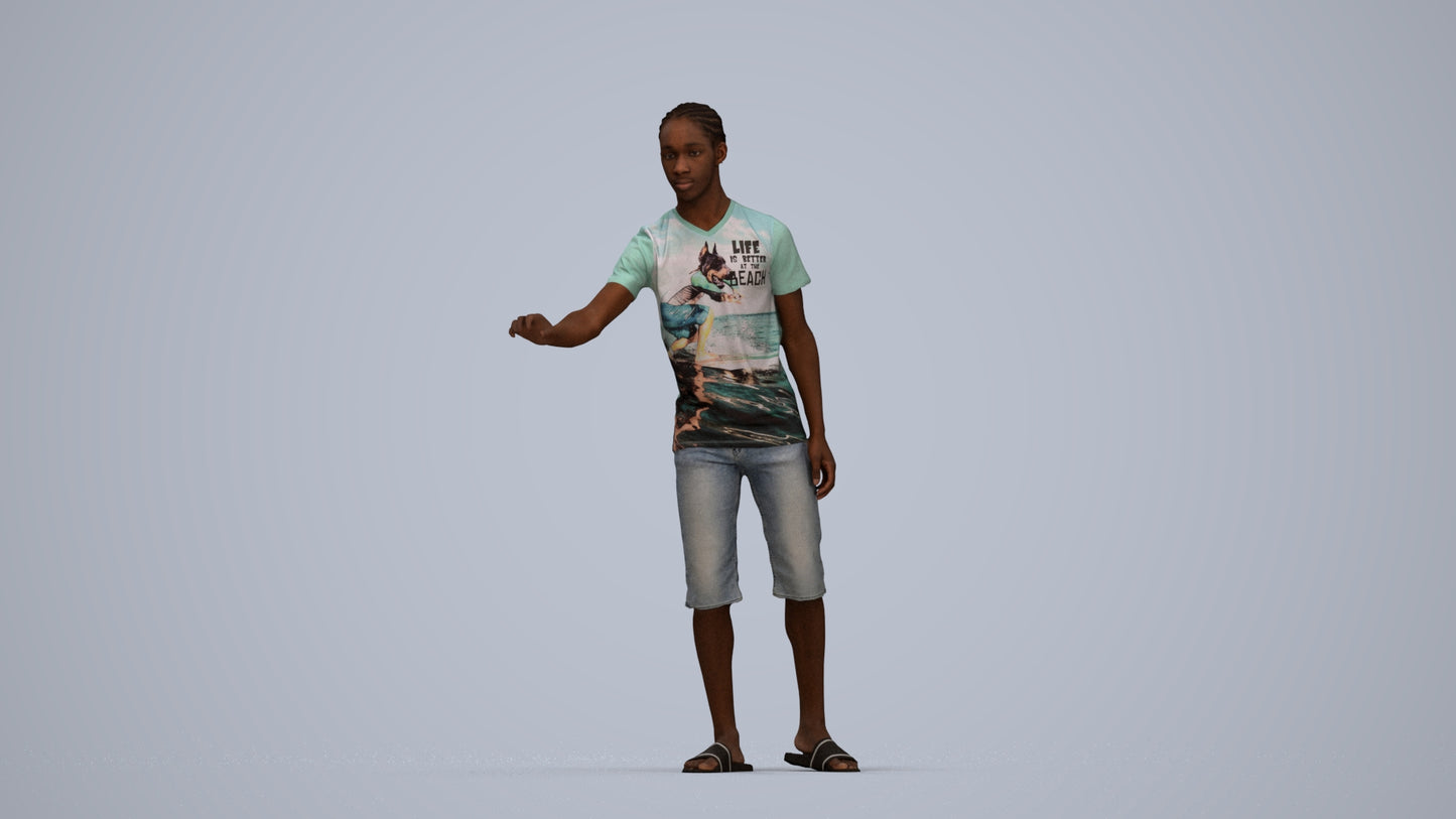 realistic 3D people boy casual kids, render-ready for V-Ray and Corona, FBX OBJ, top-down view render