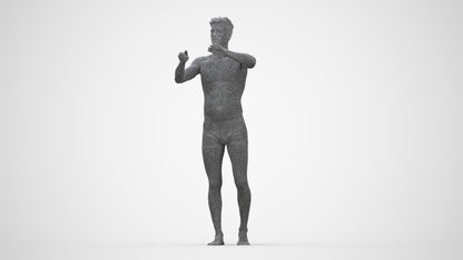 realistic 3D man bathroom, scanned archviz people for Blender and 3ds Max, wireframe back view