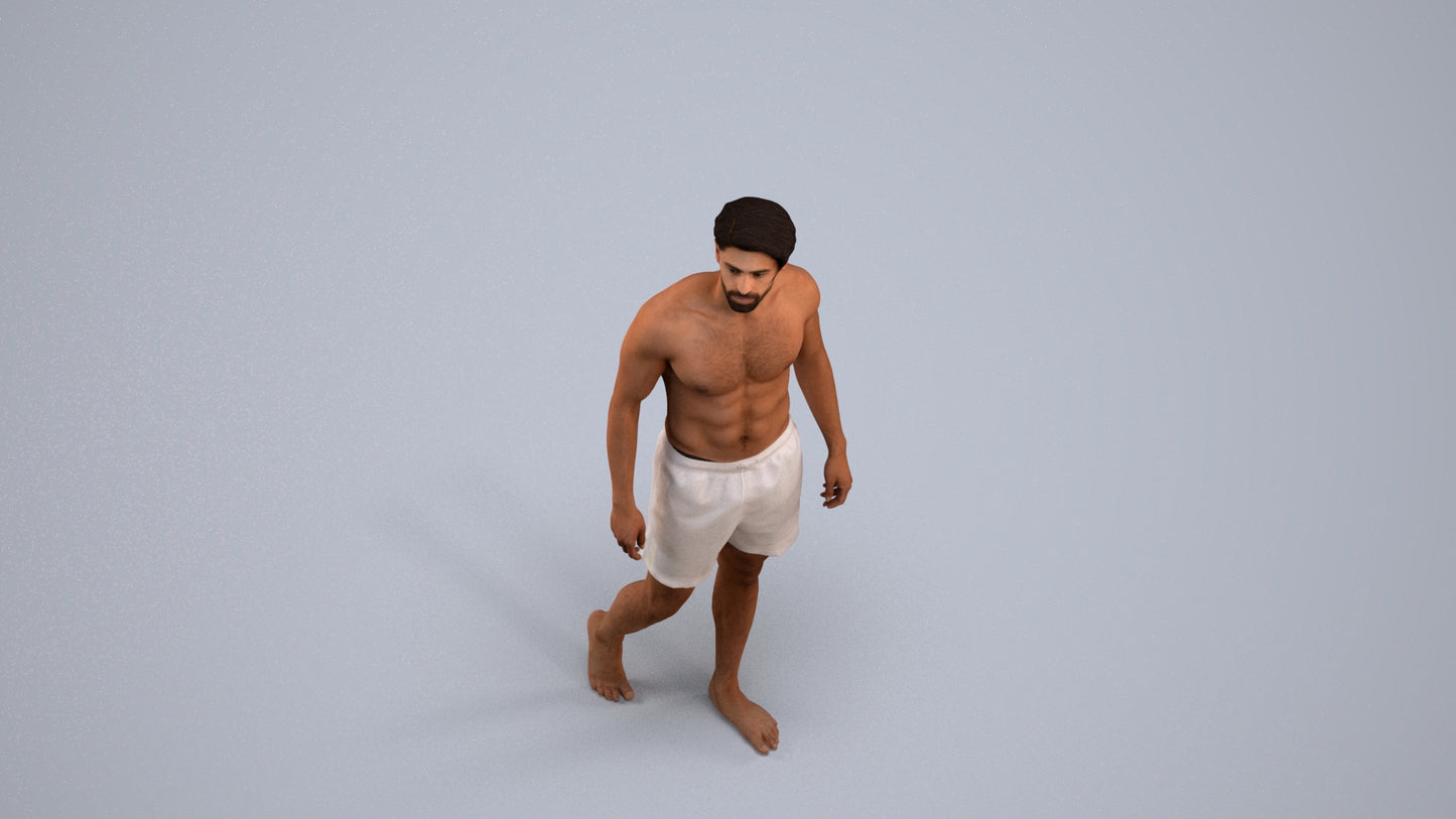 realistic 3D people man pool, render-ready for V-Ray and Corona, FBX OBJ, back view render