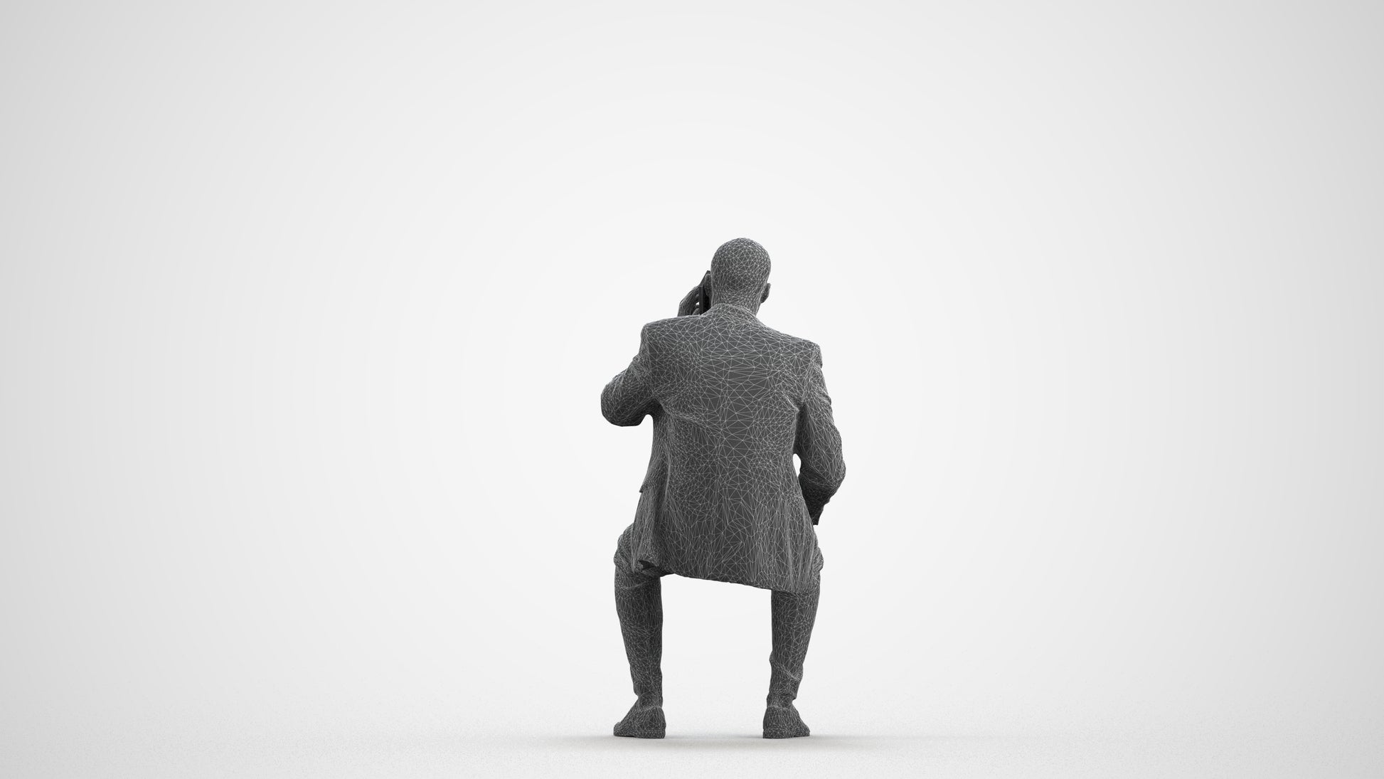 scanned 3D man business, photogrammetry people for Enscape and V-Ray, wireframe front view