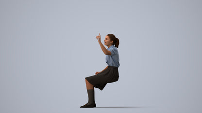 3D human model girl kids, photogrammetry scanned person for archviz, three-quarter view render