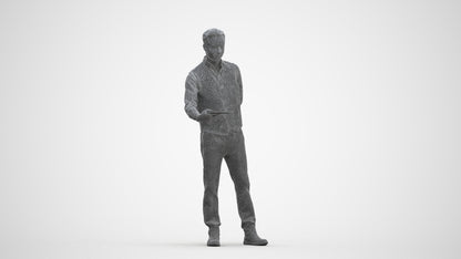 3D scanned man hospitality, photorealistic archviz people for Enscape and SketchUp, three-quarter front view render