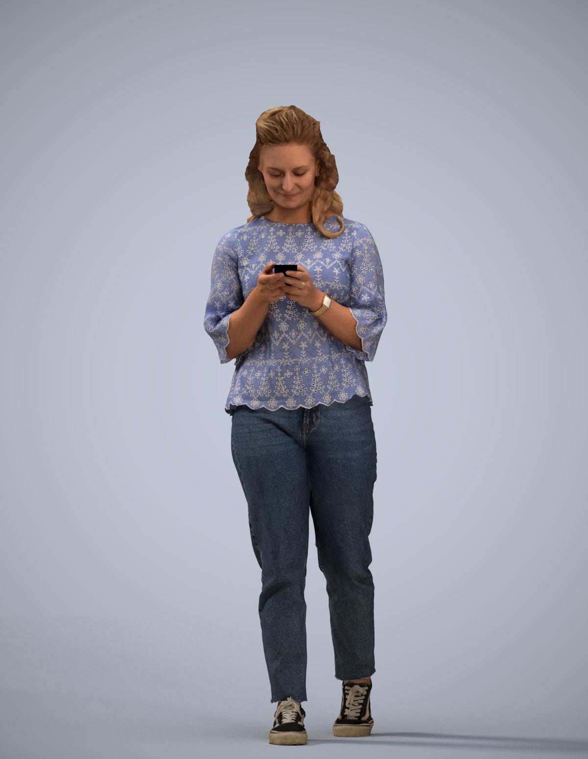 3D people model woman casual walking, scanned human for 3ds Max rendering
