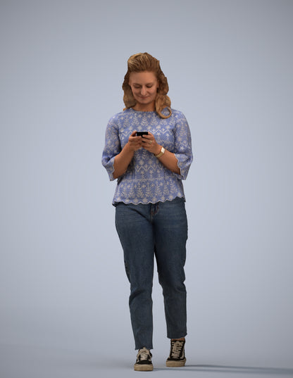 3D people model woman casual walking, scanned human for 3ds Max rendering