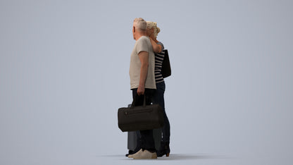3D scanned senior woman couple casual, photorealistic archviz people for Enscape and SketchUp, three-quarter view render