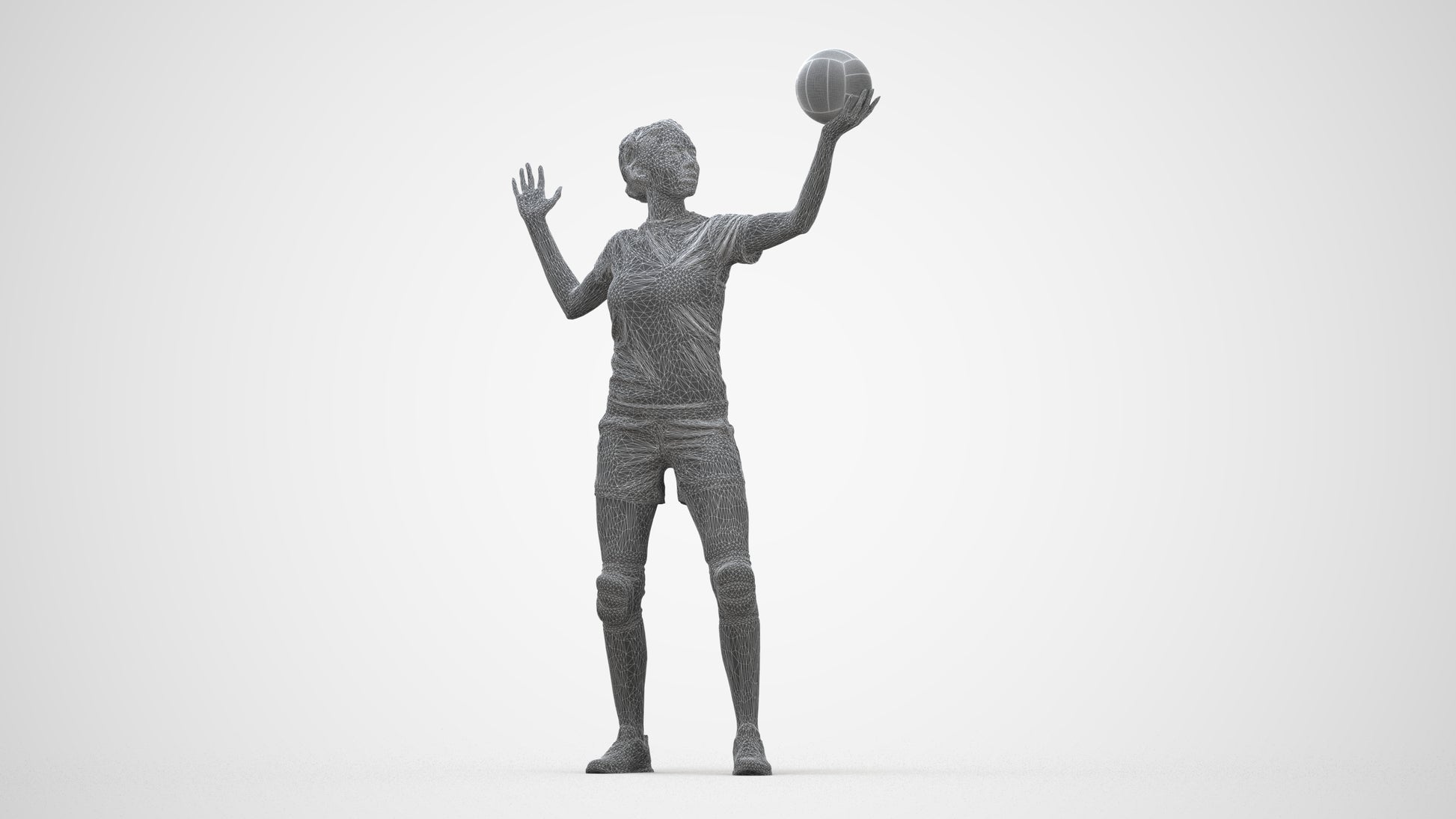 realistic 3D people woman sport, render-ready for V-Ray and Corona, FBX OBJ, wireframe back view