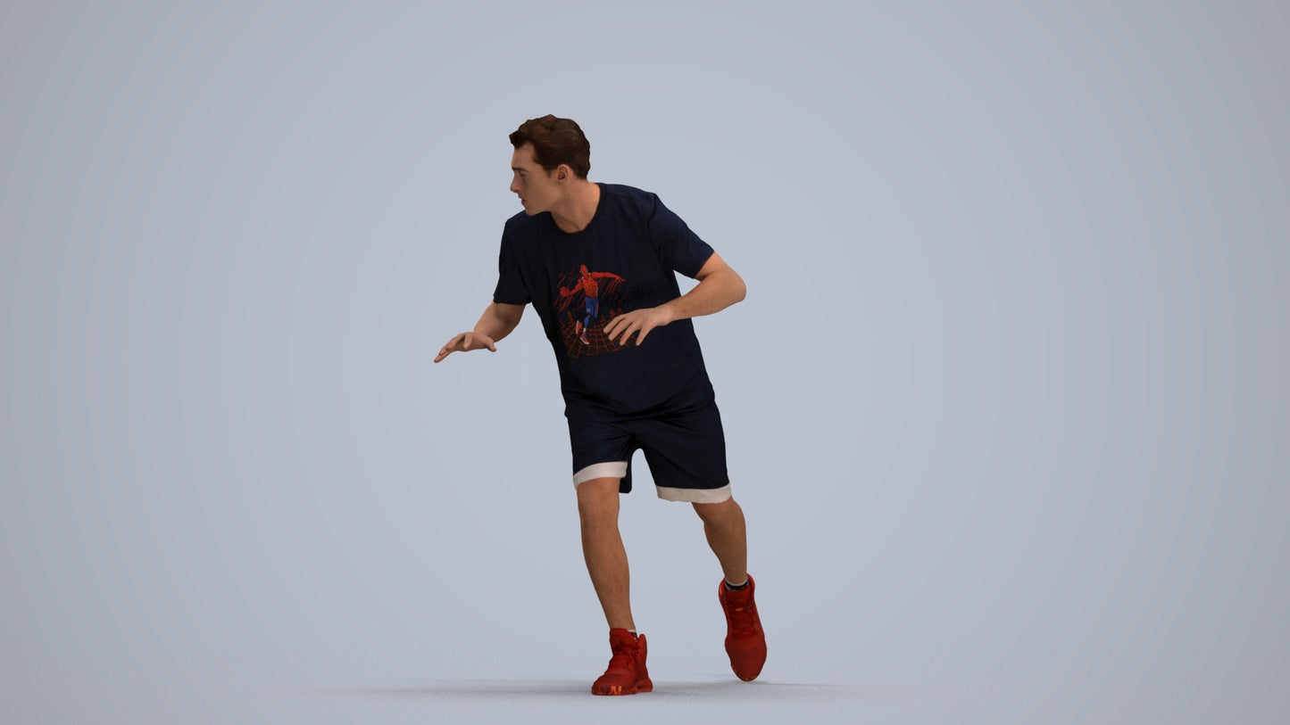 3D people model man sport, scanned human for 3ds Max rendering, standing pose render