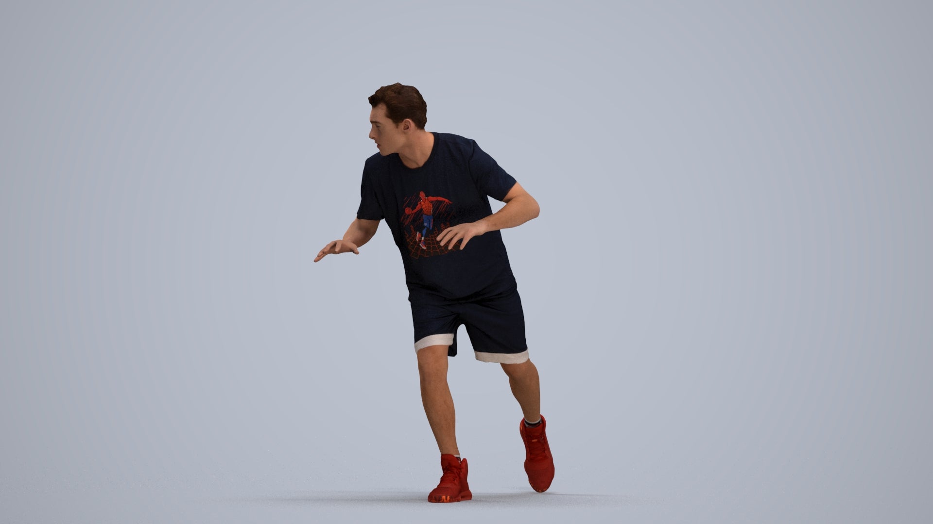 3D people model man sport, scanned human for 3ds Max rendering, standing pose render