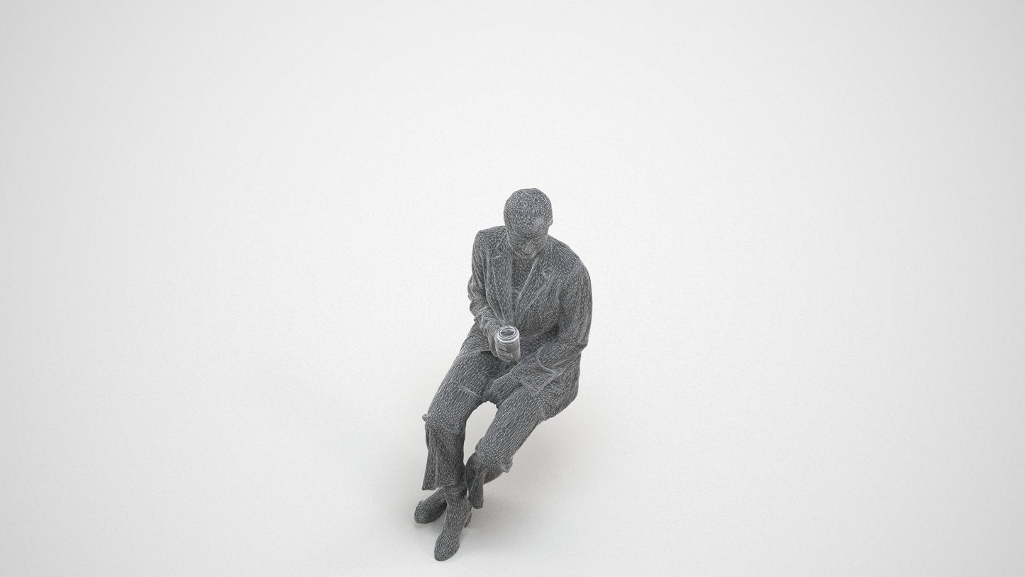 photogrammetry 3D woman business, realistic human model archviz FBX, wireframe three-quarter view