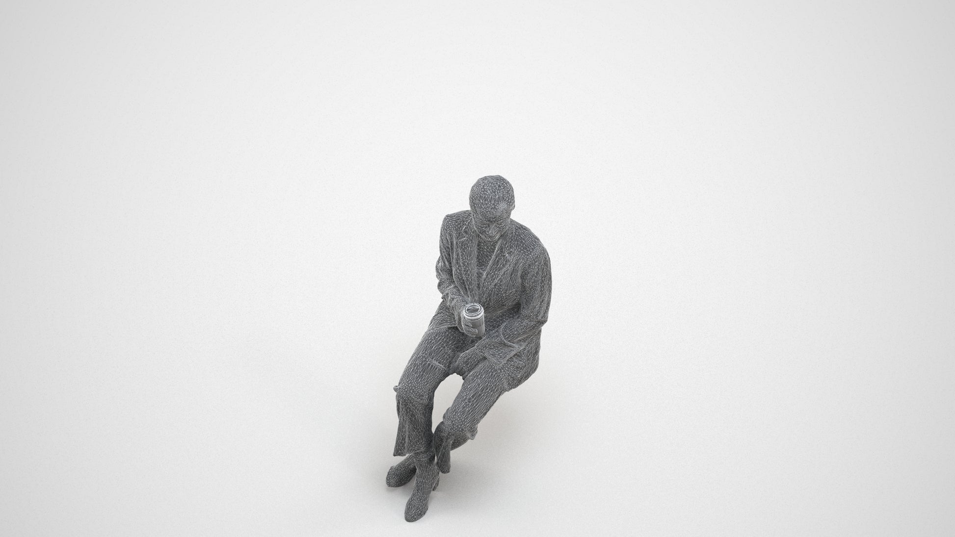 photogrammetry 3D woman business, realistic human model archviz FBX, wireframe three-quarter view
