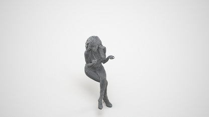 photogrammetry 3D woman casual sitting, realistic human model archviz FBX, wireframe three-quarter view