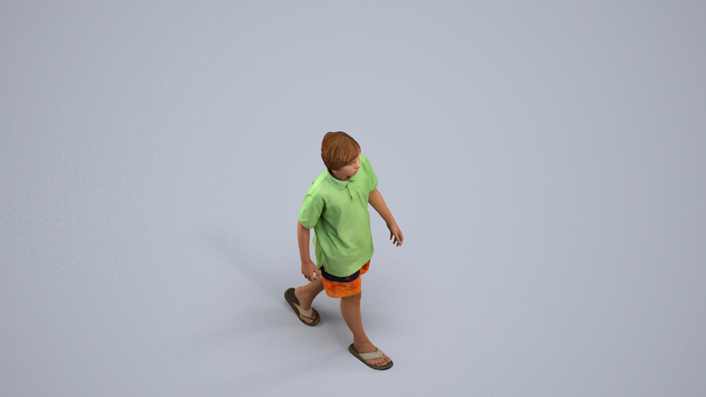 3D scanned boy kids, photorealistic archviz people for Enscape and SketchUp, back view render