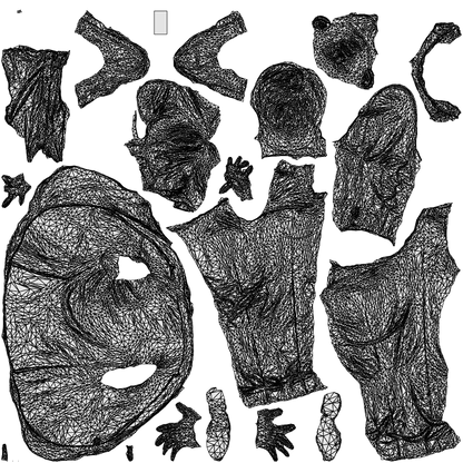 3D people model man business, scanned human for 3ds Max rendering, wireframe top-down view