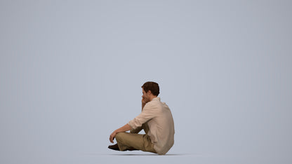 realistic 3D people man casual sitting, render-ready for V-Ray and Corona, FBX OBJ, top-down view render