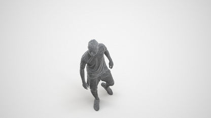 3D human model man sport, photogrammetry scanned person for archviz, wireframe three-quarter view
