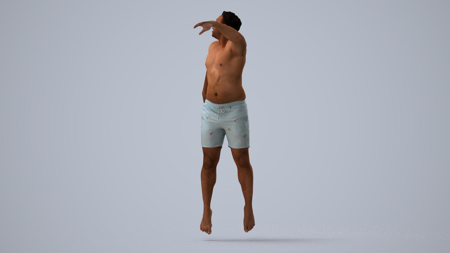 realistic 3D people man sport pool, render-ready for V-Ray and Corona, FBX OBJ, three-quarter view render