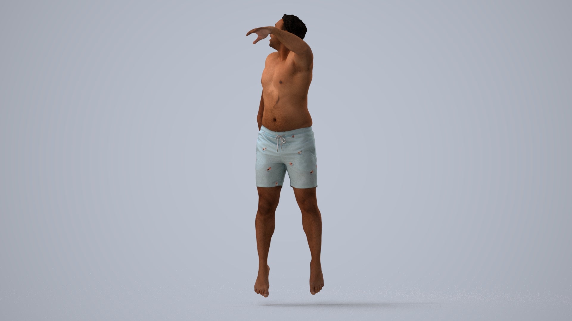 realistic 3D people man sport pool, render-ready for V-Ray and Corona, FBX OBJ, three-quarter view render