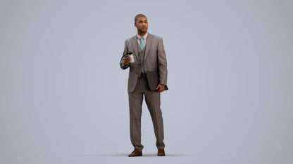 photogrammetry 3D man business, realistic human model archviz FBX, standing pose render
