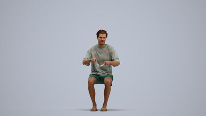 realistic 3D man casual sitting, scanned archviz people for Blender and 3ds Max, standing pose render