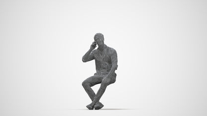 realistic 3D people man casual sitting, render-ready for V-Ray and Corona, FBX OBJ, wireframe back view