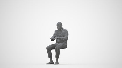 3D human model man business, photogrammetry scanned person for archviz, wireframe back view