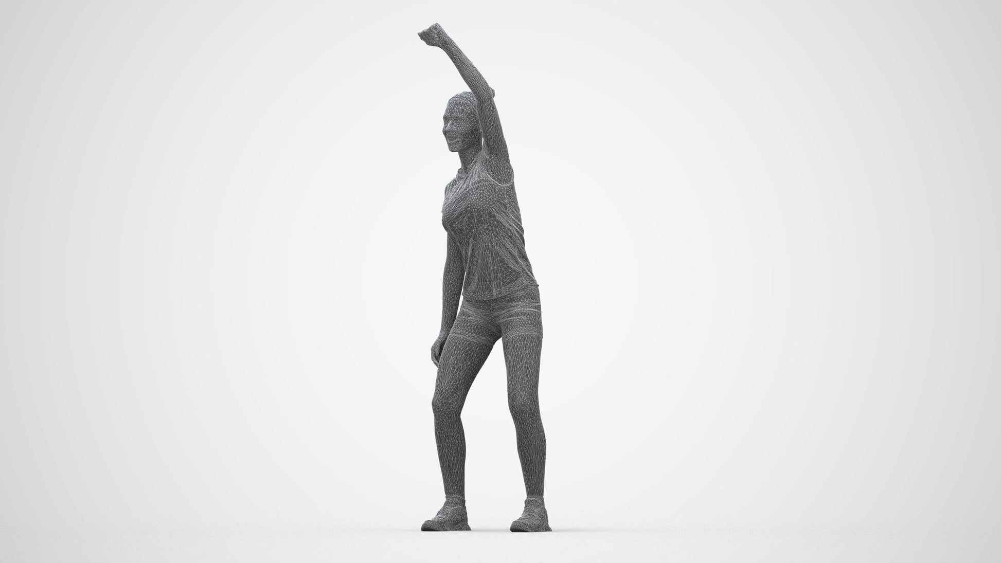 realistic 3D human girl sport, archviz people FBX OBJ for Blender, wireframe back view
