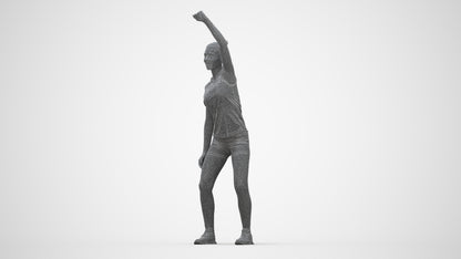 realistic 3D human girl sport, archviz people FBX OBJ for Blender, wireframe back view