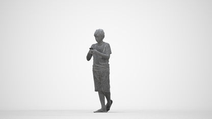 scanned 3D boy casual kids, photogrammetry people for Enscape and V-Ray, wireframe back view