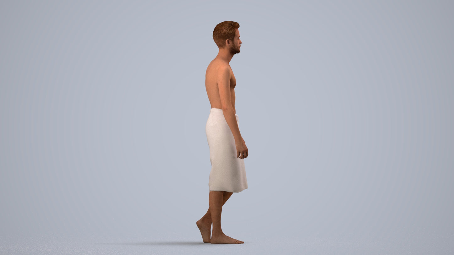 photogrammetry 3D man sport, realistic human model archviz FBX, side view render