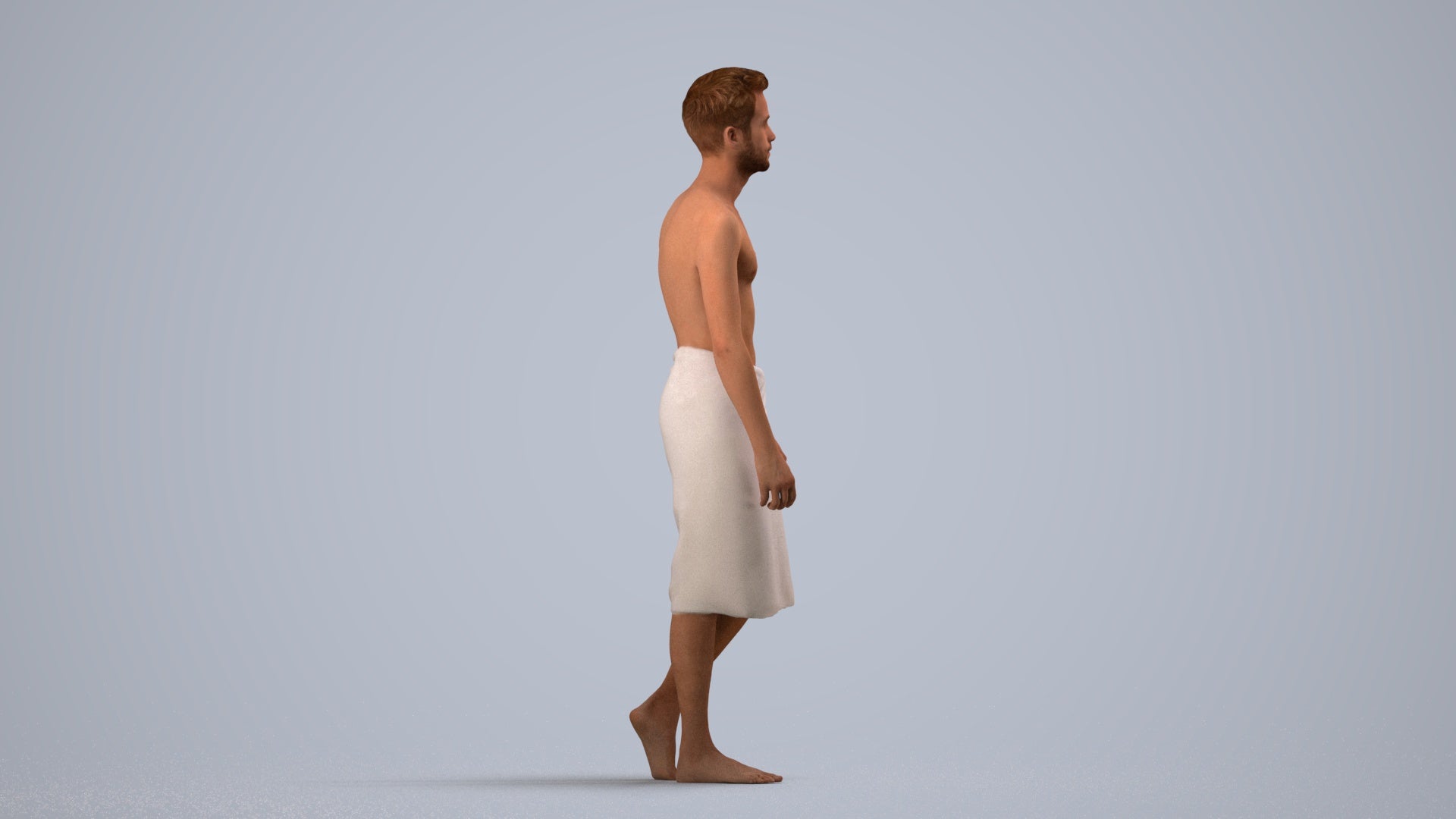 photogrammetry 3D man sport, realistic human model archviz FBX, side view render