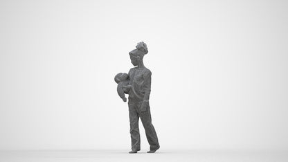 realistic 3D people girl kids, render-ready for V-Ray and Corona, FBX OBJ, wireframe back view