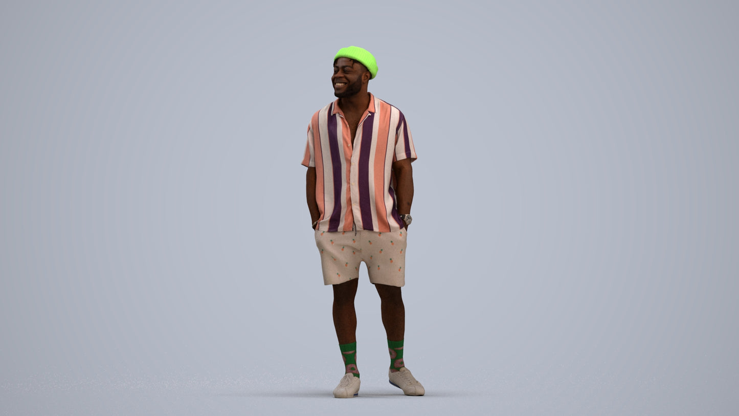 3D scanned man walking casual, photorealistic archviz people for Enscape and SketchUp, standing pose render