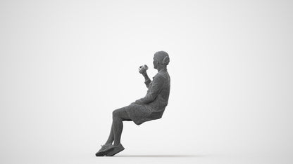 scanned 3D woman casual sitting, photogrammetry people for Enscape and V-Ray, square thumbnail