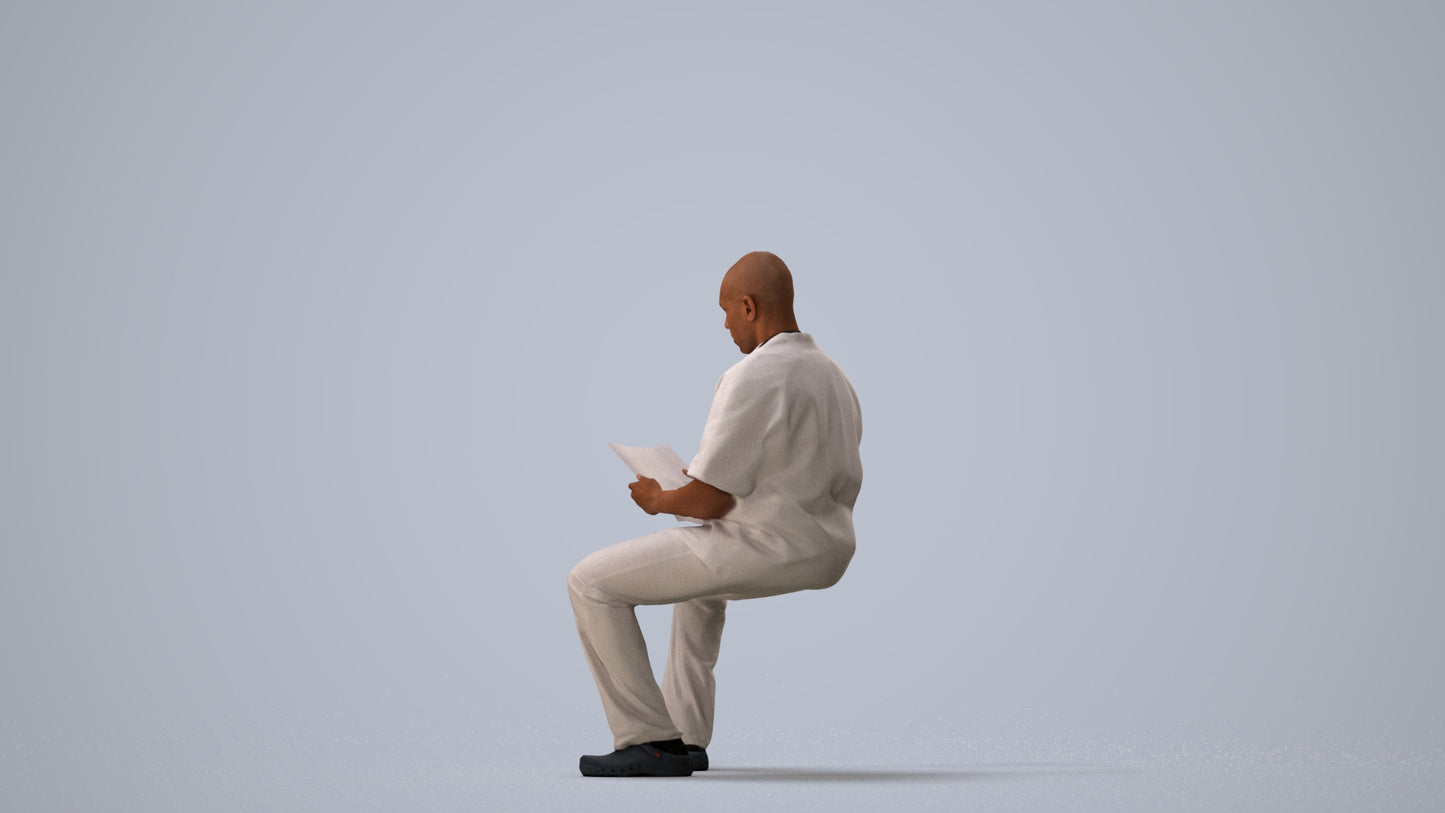 photogrammetry 3D man medical, realistic human model archviz FBX, three-quarter view render