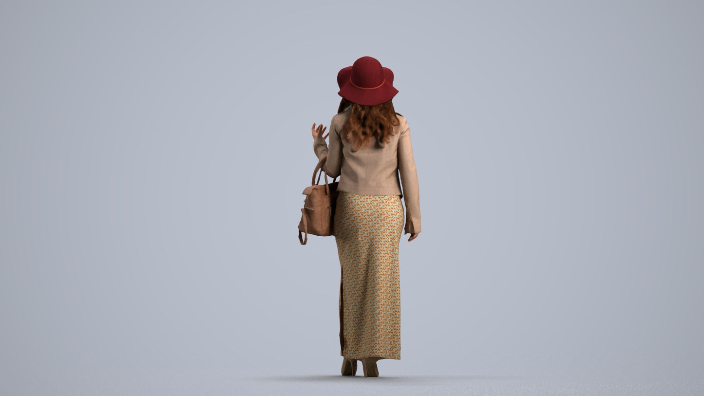 realistic 3D human woman casual standing, archviz people FBX OBJ for Blender, front view render