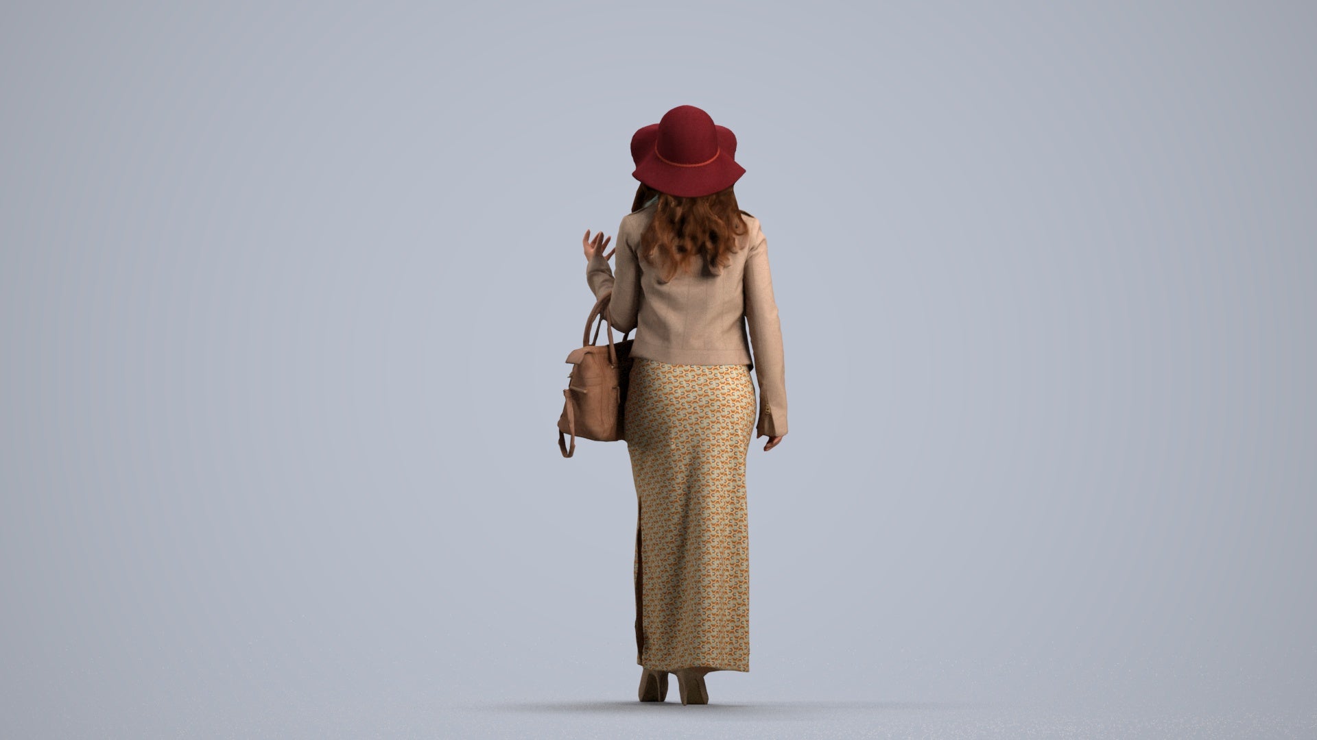 realistic 3D human woman casual standing, archviz people FBX OBJ for Blender, front view render