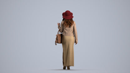 realistic 3D human woman casual standing, archviz people FBX OBJ for Blender, front view render