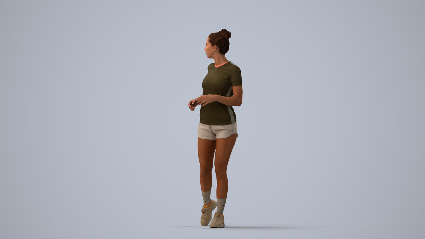 scanned 3D woman sport, photogrammetry people for Enscape and V-Ray, three-quarter view render
