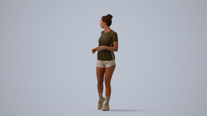 scanned 3D woman sport, photogrammetry people for Enscape and V-Ray, three-quarter view render