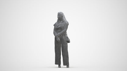 realistic 3D people woman casual standing, render-ready for V-Ray and Corona, FBX OBJ, three-quarter front view render