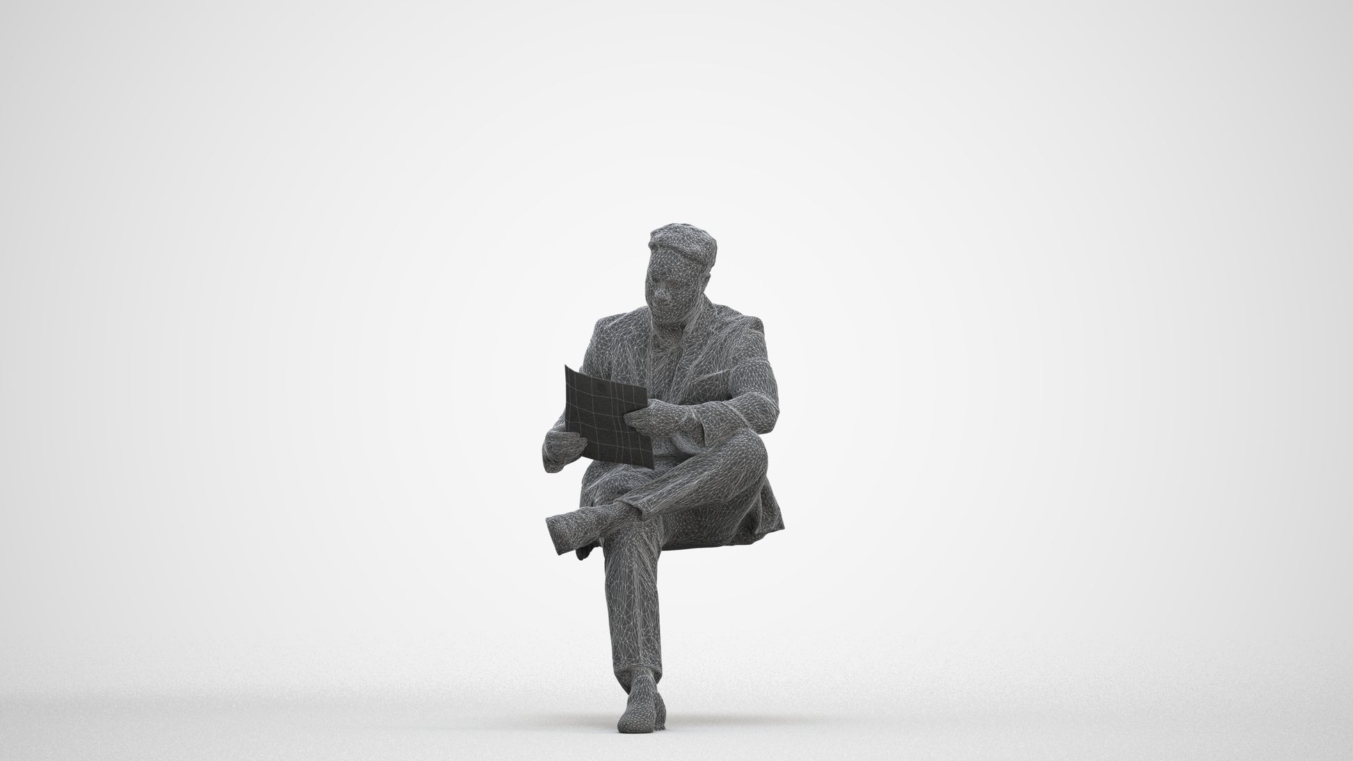 scanned 3D man business, photogrammetry people for Enscape and V-Ray, three-quarter front view render