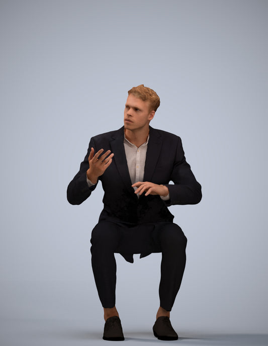 3D people model man business, scanned human for 3ds Max rendering