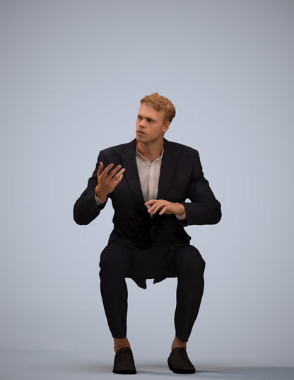 3D people model man business, scanned human for 3ds Max rendering