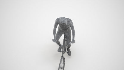 realistic 3D man casual cycling, scanned archviz people for Blender and 3ds Max, wireframe three-quarter view